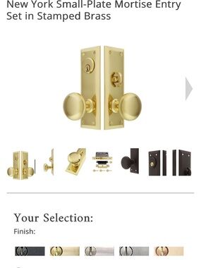 Stamped Brass Mortise Entry Door Knob Set - Polished Brass